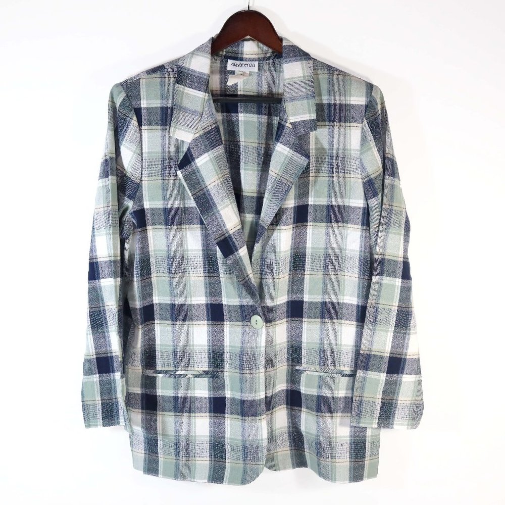 Vintage Apparenza Plaid Blazer Blue and Green